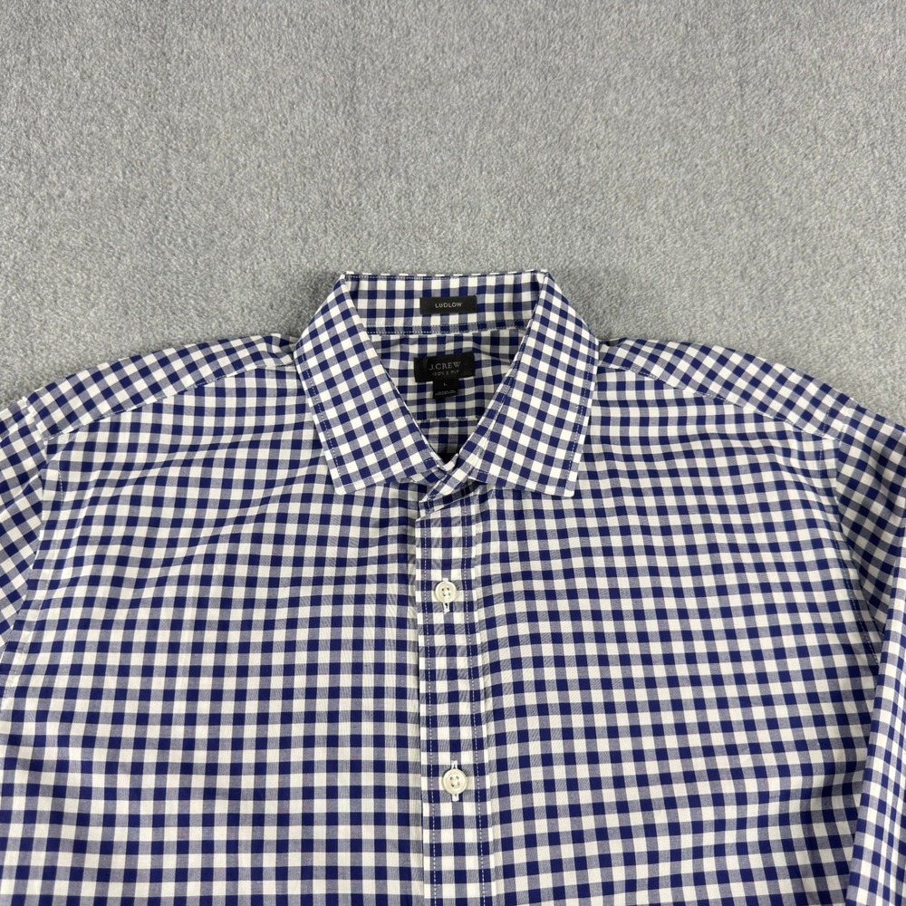 J‎ Crew Ludlow 120s 2-Ply Shirt Men's L Blue Gingham Long Sleeve